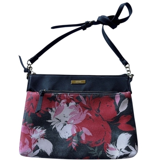 TRINA TURK Black/Watercolor Floral Pattern Purse With Long Adjustable Strap - Picture 2 of 5